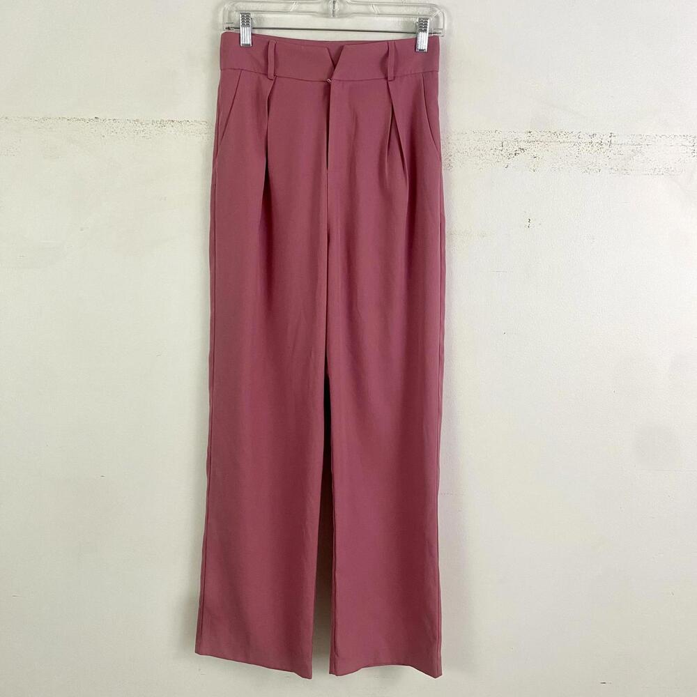 LULUS pink straight leg high rise trousers sz S